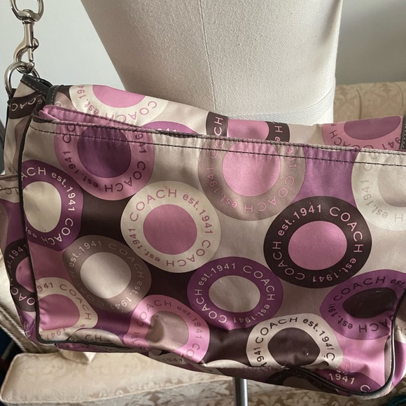 Coach Signature Snaphead Pink Purple Brown Diaper Baby Messenger Bag - Picture 5 of 8
